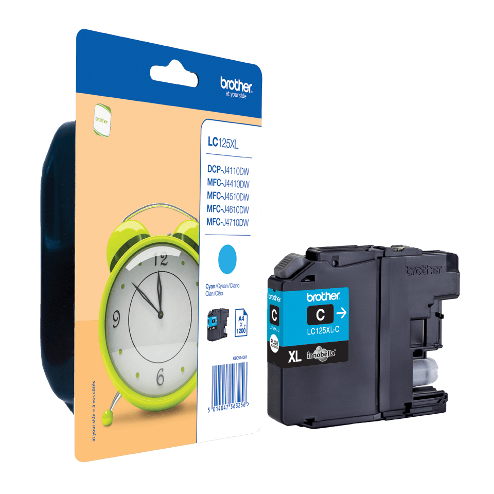 CARTUCHO INKJET BROTHER LC-125XLC CYAN
DCP-J4110DW, MFC-J4410DW/MFC-J4510DW/MFC-4610DW/MFC-4710DW  (1200 PAG.)