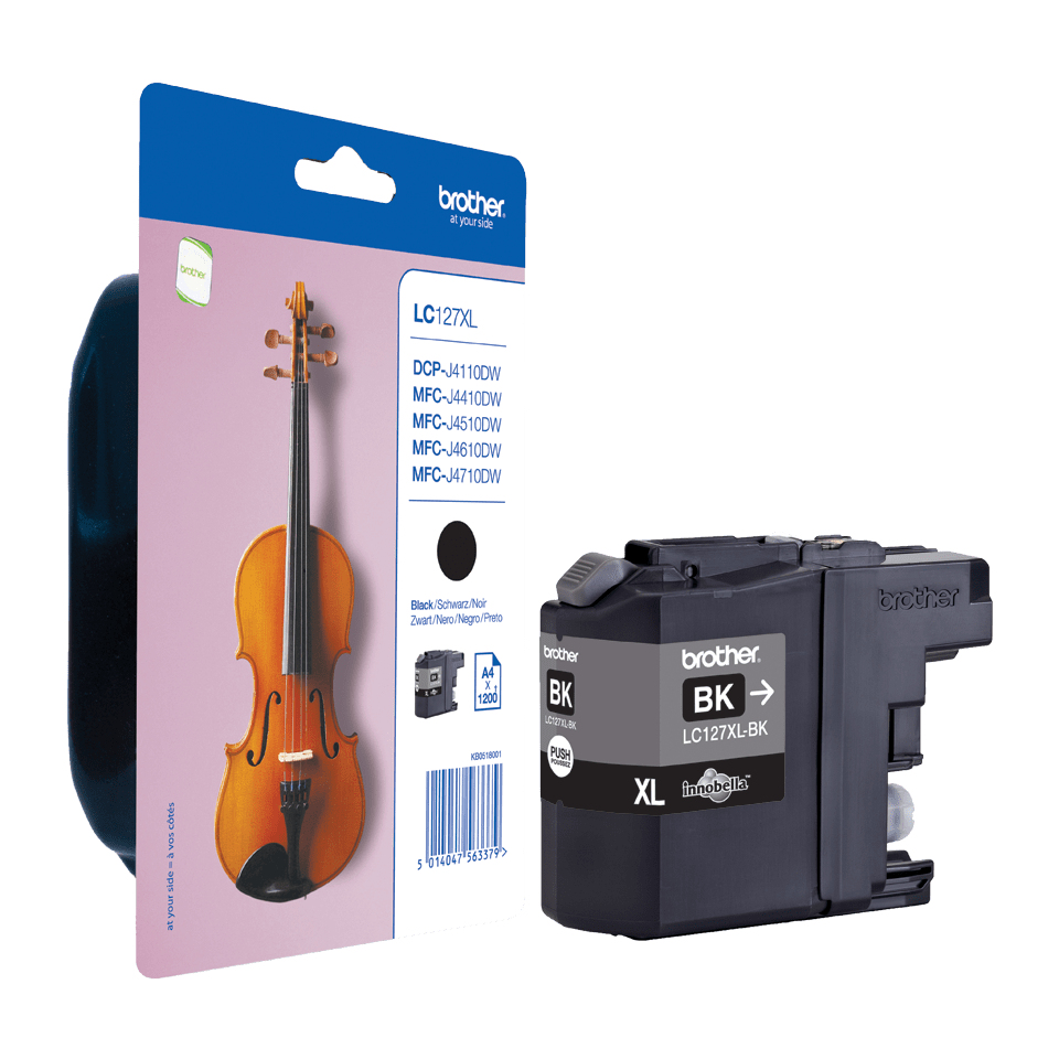 CARTUCHO INKJET BROTHER LC-127XLBK NEGRO
DCP-J4110DW, MFC-J4410DW/MFC-J4510DW/MFC-4610DW/MFC-4710DW  (1100 PAG.)