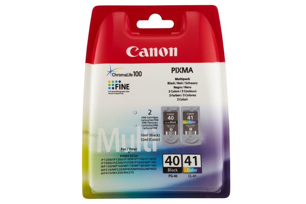 CARTUCHO INKJET CANON PG40 - CL41 MULTIPACK IP1200/1300/1600/2200 (0615B043AA)