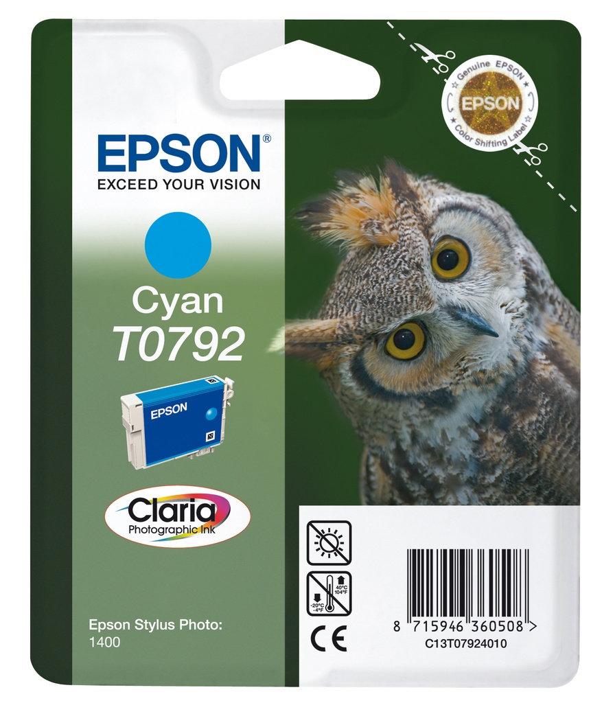 CARTUCHO INKJET EPSON T079240 STYLUS PHOTO 1400 CIAN