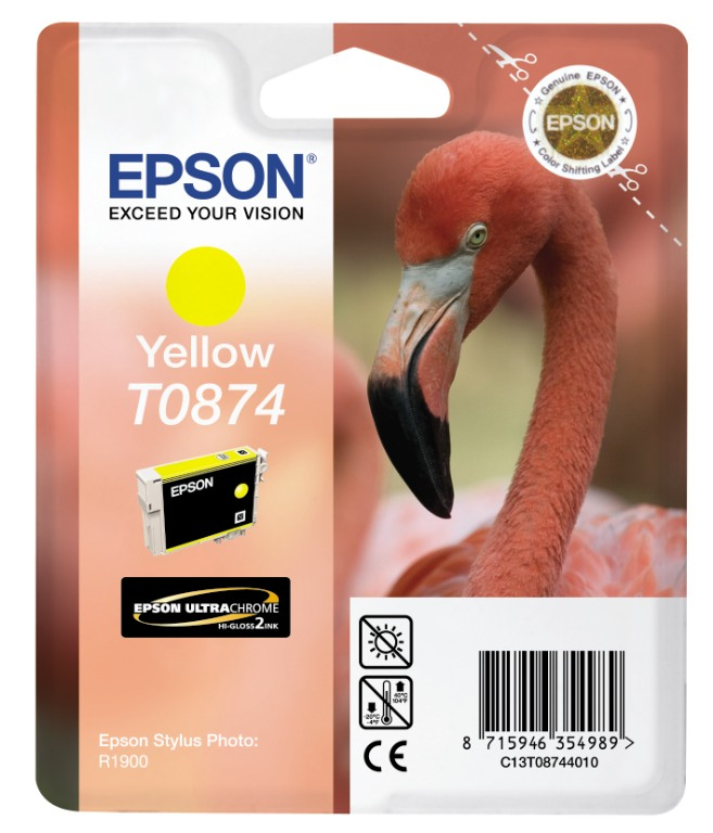 CARTUCHO INKJET EPSON T087440 STYLUS PHOTO R1900 AMARILLO