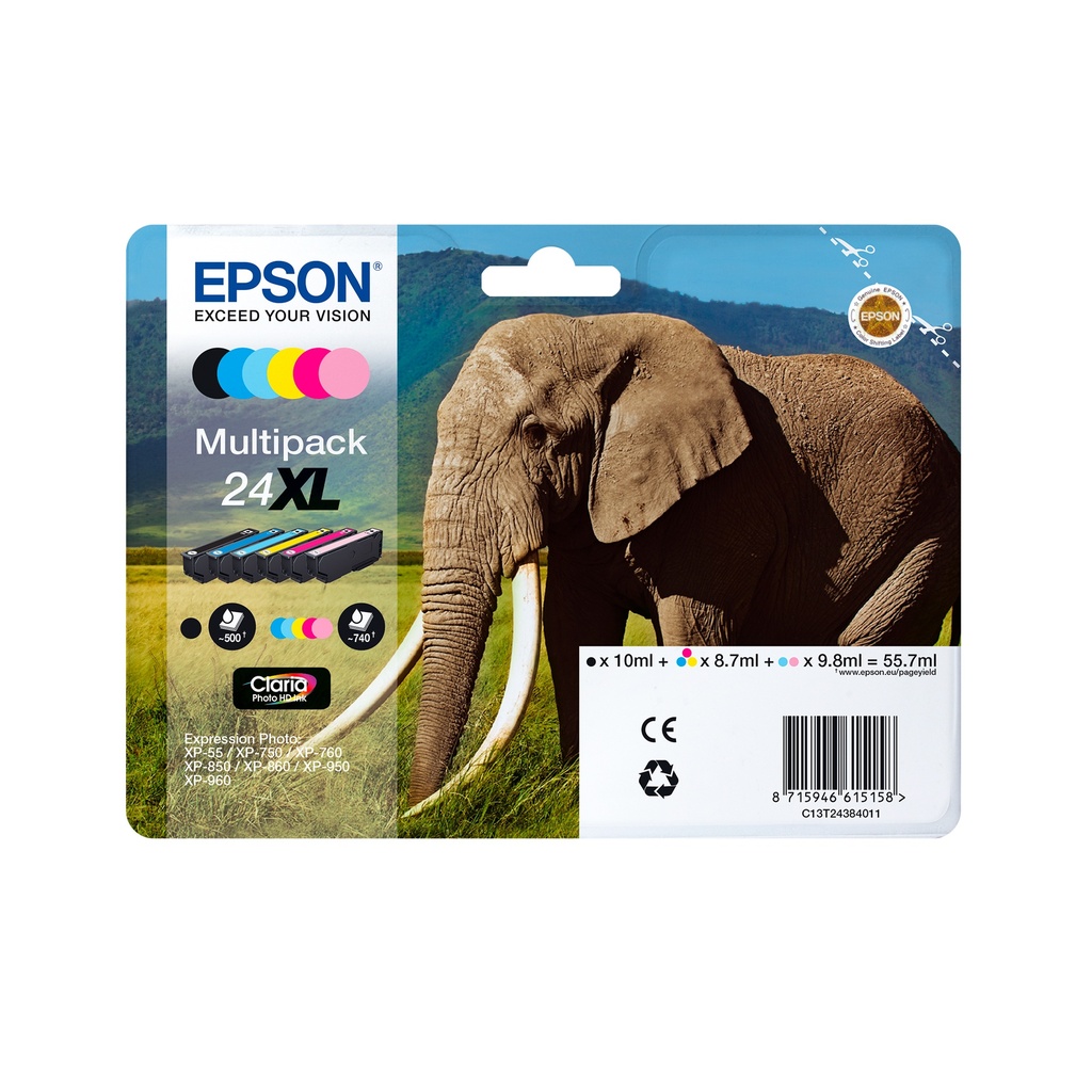 CARTUCHO INKJET EPSON T234140 Nº24XL EXPRESSION PHOTO XP-55/750/760/850/860/950/960; EXPRESSION PREMIUM XP-750/850 NEGRO PHOTO 10ML