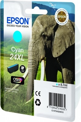 CARTUCHO INKJET EPSON T243240 Nº24XL EXPRESSION PHOTO XP-55/750/760/850/860/950/960; EXPRESSION PREMIUM XP-750/850 CIAN 8,7ML