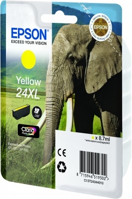 CARTUCHO INKJET EPSON T243440 Nº24XL EXPRESSION PHOTO XP-55/750/760/850/860/950/960; EXPRESSION PREMIUM XP-750/850 AMARILLO 8,7ML