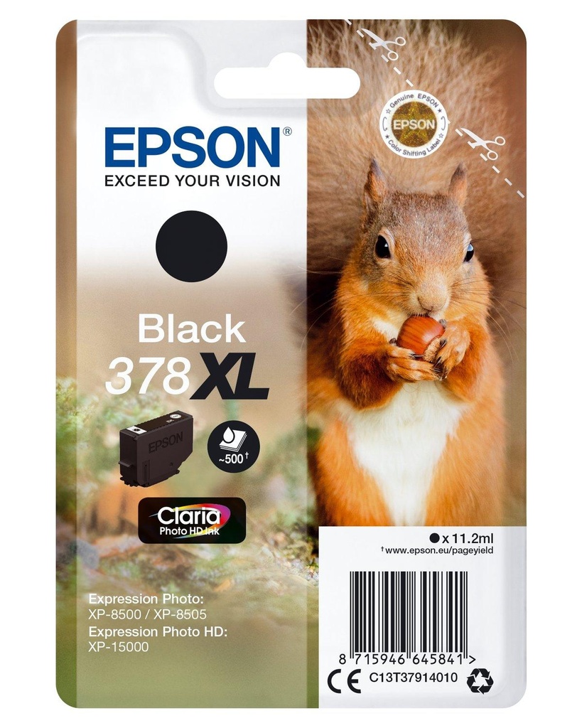 CARTUCHO INKJET EPSON T379140 Nº378XL EXPRESSION PHOTO XP-1500/8500/8600/XP-860 NEGRO PHOTO 11.2ML
