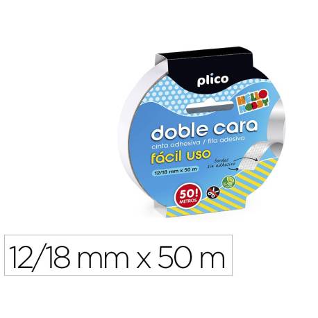 CINTA ADHESIVA DOBLE CARA PLICO rollo 50x12/18 FACIL USO