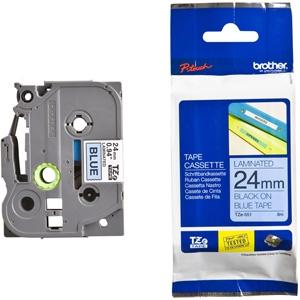 CINTA de ROTULAR BROTHER LAMINADA 8m 24mm NEGRO sobre AZUL