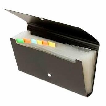 CLASIFICADOR ACORDEON OFFICE BOX PP RECIBOS 120x260mm 12 DPTOS. GOMAS con BROCHE NEGRO