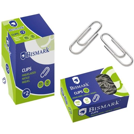 CLIP BISMARK Nº2 (32 mm.) NIQUELADO CAJA de 100