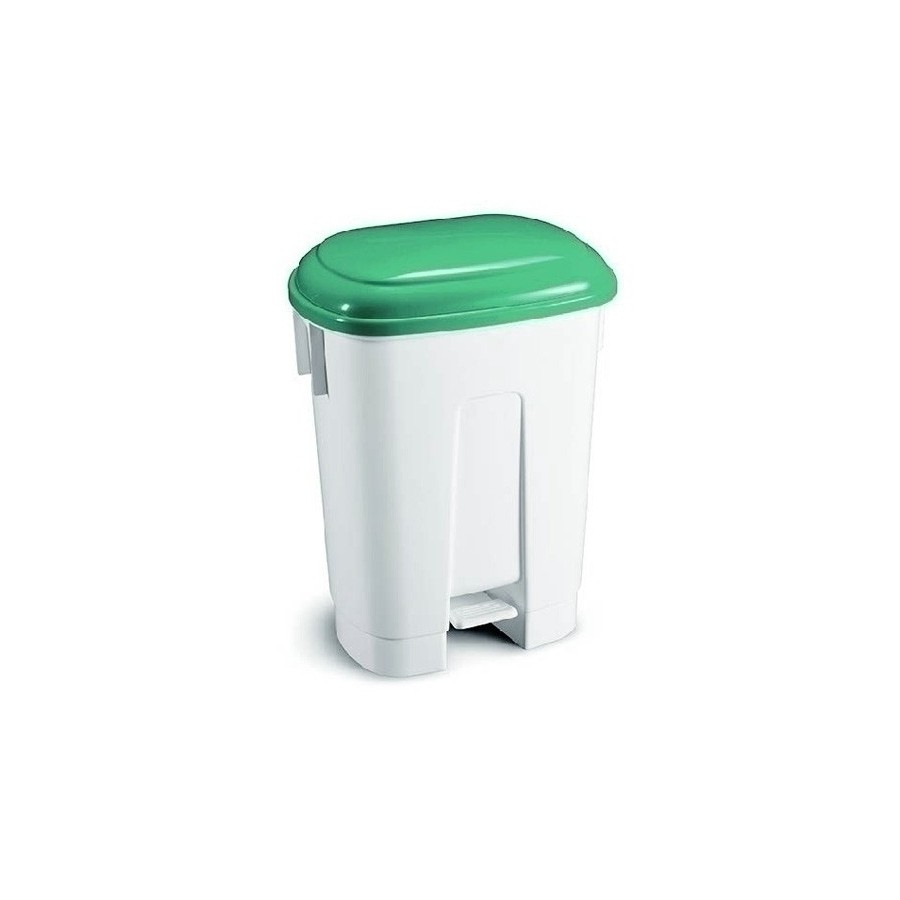 CUBO BASURA PLASTICO CON PEDAL Y TAPA VERDE 60 LITROS