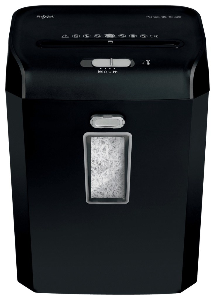 DESTRUCTORA REXEL PROMAX REX623 (6h PARTIC.)
Nv.seg.4 - particula 4x40mm; dep.23L
