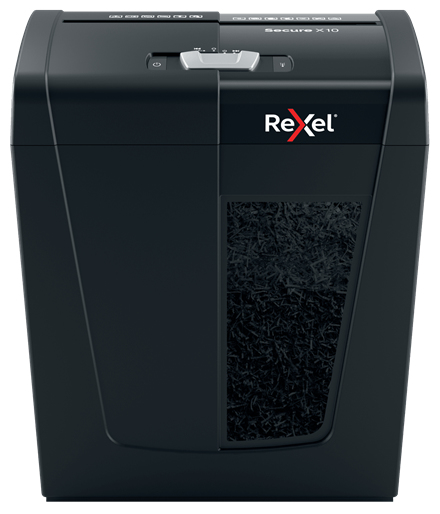 DESTRUCTORA REXEL SECURE X10 NEGRO (10h PARTIC.)
Nv.seg.4 - particula 4x40mm dep.18L