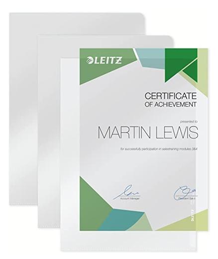 DOSIER ANGULO RECTO LEITZ PVC 150µ A4 TRANSPARENTE PAQUETE de 100