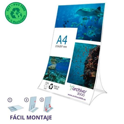 EXPOSITOR SOBREMESA A.2000 EN FORMA DE L A4 VERTICAL FLEXIBLE CRISTAL