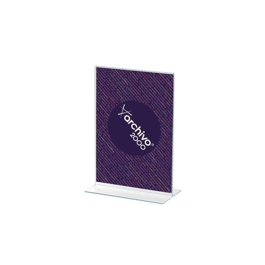 EXPOSITOR SOBREMESA DEFLECT-O CONTOUR EN FORMA DE T A4 VERTICAL CRISTAL