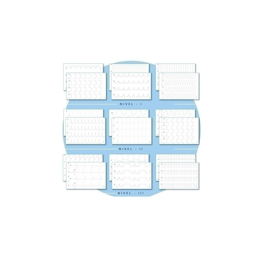 FICHAS GRAFOMOTRICIDAD KLUGER NIVEL 1 primeros trazos, 24 fichas reutilizables +3 AÑOS