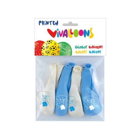 GLOBO VIVALLOONS OSITO AZUL/BLANCO BOLSA DE 8