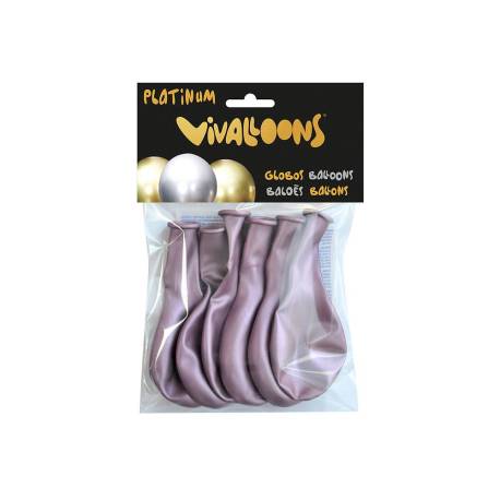 GLOBO VIVALLOONS PLATINUM ROSA BOLSA DE 6