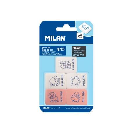 GOMA de BORRAR MILAN MIGA DE PAN FLEXIBLE 445 ESCOLAR BLISTER de 5