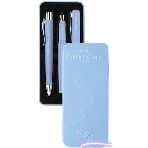 JUEGO BOLIGRAFO+PLUMA FABER-CASTELL POLY PEN B Y XB AZUL CARIBE