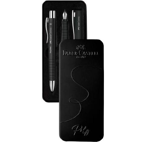 JUEGO BOLIGRAFO+PLUMA FABER-CASTELL POLY PEN B Y XB NEGRO