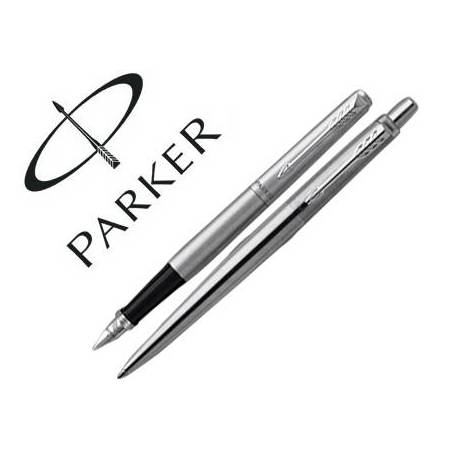 JUEGO BOLIGRAFO+PLUMA PARKER JOTTER ACERO CT