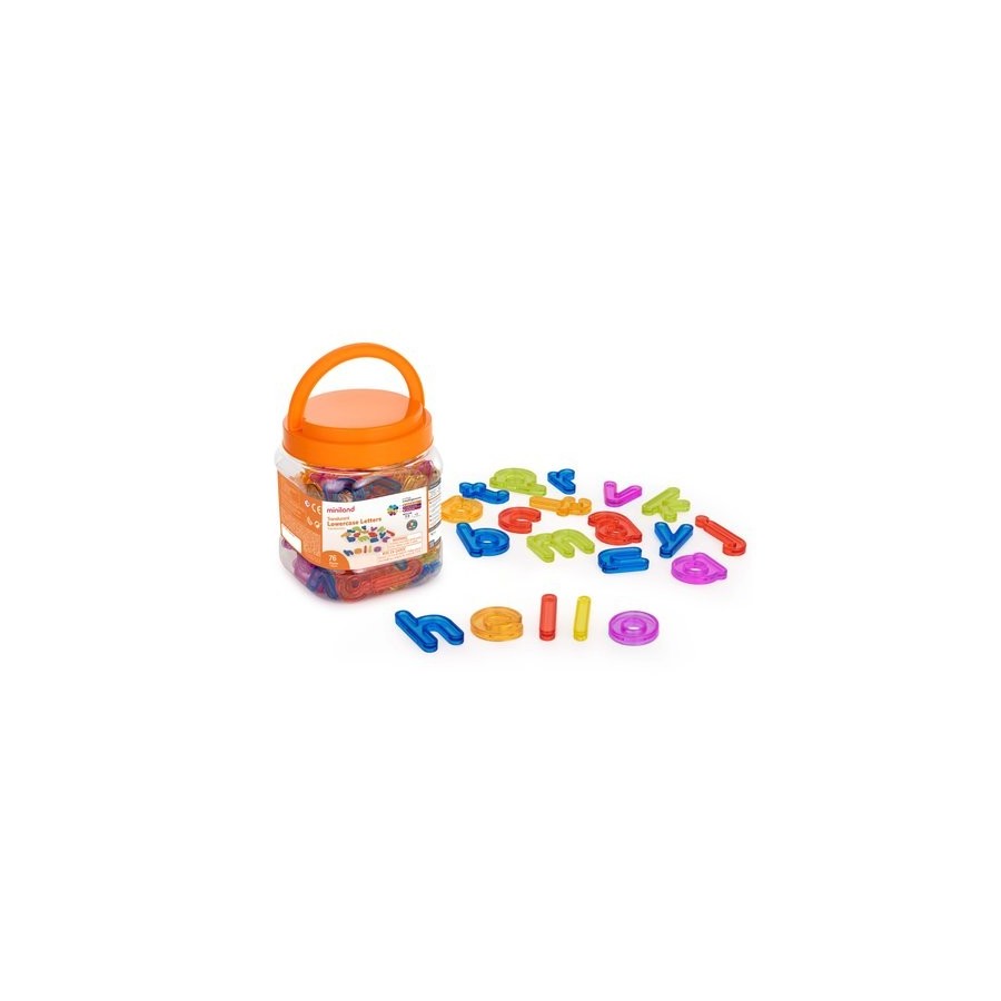 JUEGO EDUCAT.MINILAND TRANSLUCENT LETRAS MINUSCULAS 76 pz.  (3-6 AÑOS)