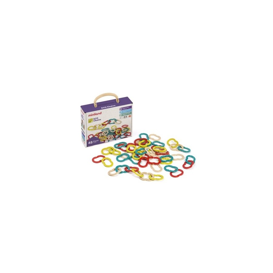 JUEGO EDUCATIVO MINILAND ENCAJABLES ECO CHAINS  48 PCS (2-5 AÑOS)