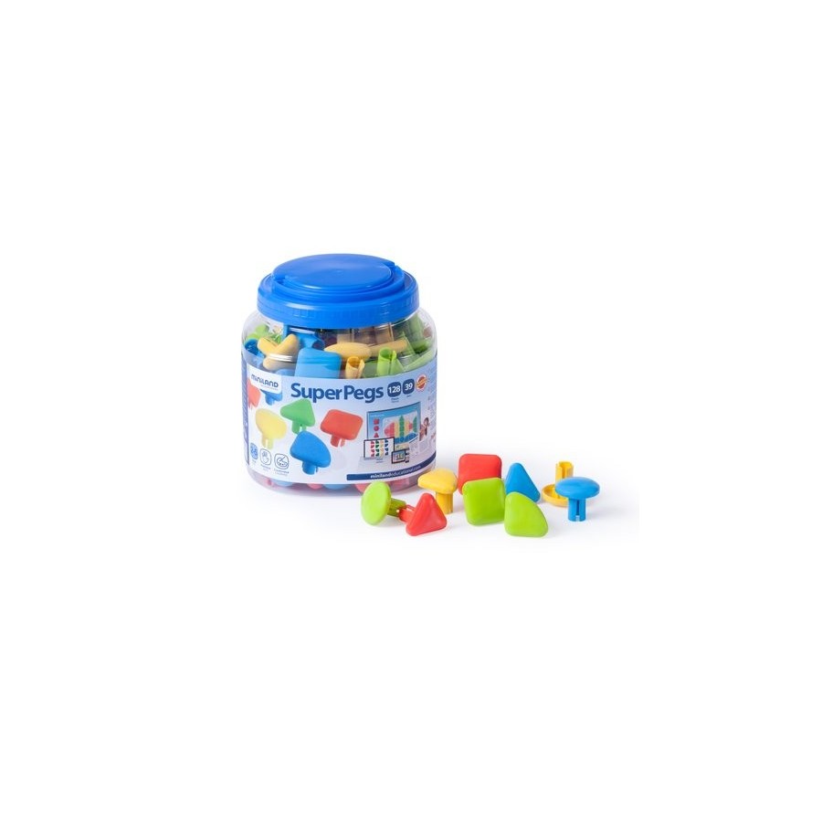 JUEGO MINILAND SUPERPEGS COLORES BRILLANTES (128 Piezas) (2-5 años)