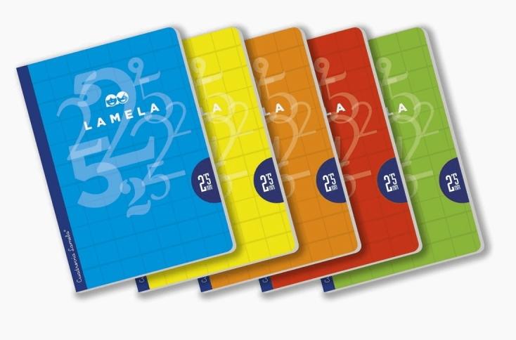 LAMELA LIBRETA GRAPADA 50h A4 CUADROVIA 2,5 mm SURTIDO PACK DE 5 (5 col.)