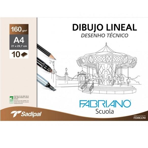 LAMINA DIBUJO FABRIANO LINEAL 160g A4 MINI-PACK de 10h LISO
