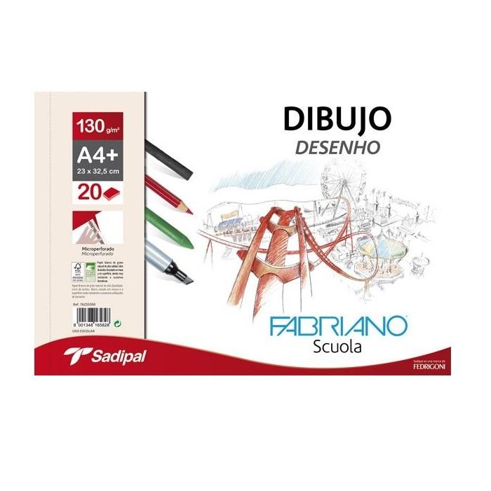 LAMINAS DIBUJO FABRIANO A4 130g 21x29,7 LISA BOLSA DE 10