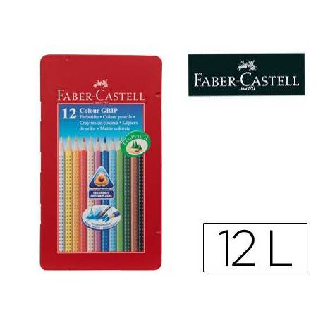 LAPICES ACUARELABLES FABER-CASTELL COLOUR GRIP estuche METAL de 12