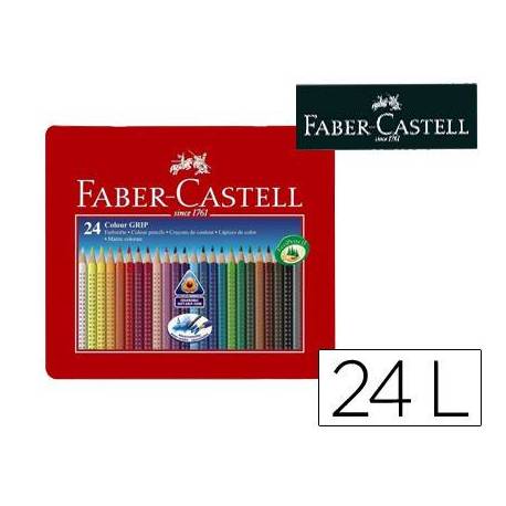 LAPICES ACUARELABLES FABER-CASTELL COLOUR GRIP estuche METAL de 24