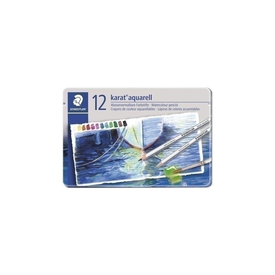 LAPICES ACUARELABLES STAEDTLER 125 KARAT estuche METAL de 12