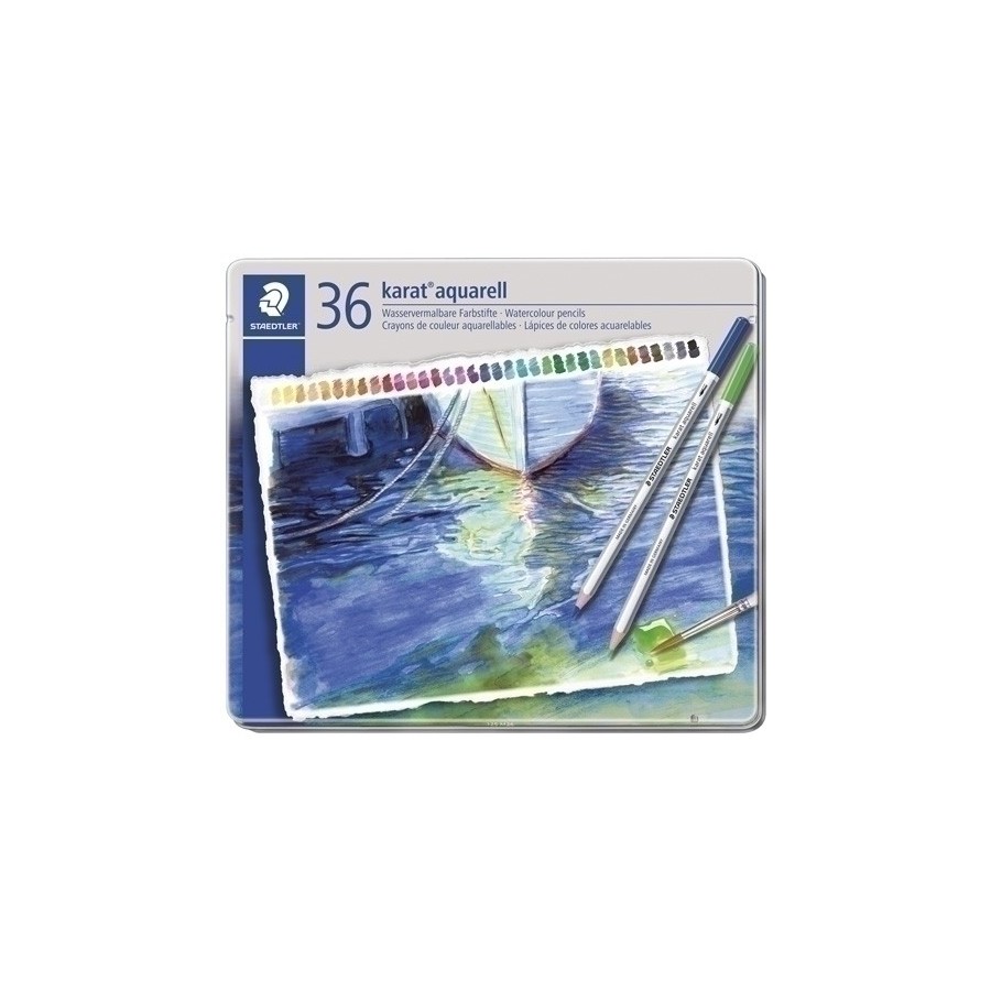 LAPICES ACUARELABLES STAEDTLER 125 KARAT estuche METAL de 36