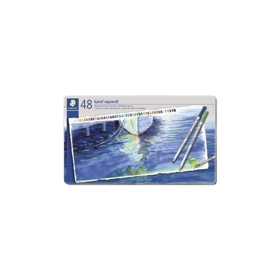 LAPICES ACUARELABLES STAEDTLER 125 KARAT estuche METAL de 48