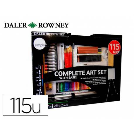 LAPICES DALER ROWNEY SET ARTE COMPLETO CON CABALLETE de 115 PIEZAS
