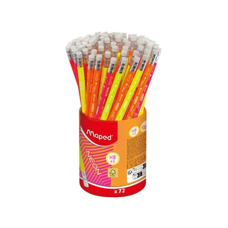 LAPICES de GRAFITO MAPED - HB NEON BOTE de 72