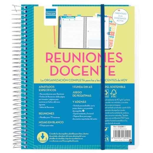 LIBRETA DE REUNIONES FINOCAM DEL DOCENTE ESPIRAL tapa PP 4º 155x212 CON GOMA NO FECHADO