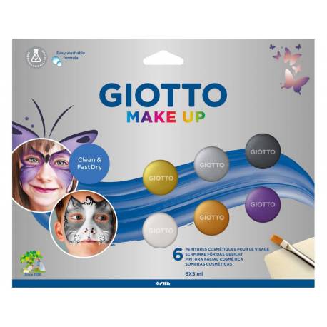 MAQUILLAJE GIOTTO MAKE UP PINTURA FACIAL COSMETICA 5 ml. METALLIC CAJA de 6