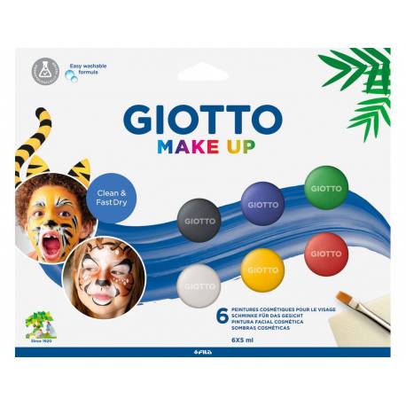 MAQUILLAJE GIOTTO MAKE UP SET PINTURA FACIAL COSMETICA 5ml COLORES CLASICOS CAJA DE 6
