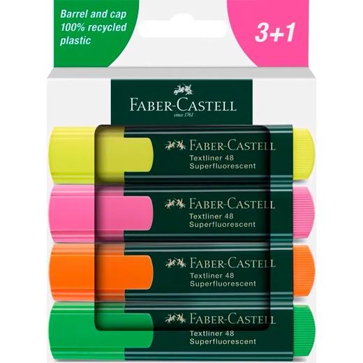 MARCADOR FLUOR FABER-CASTELL TEXTLINER 48  estuche 3+1