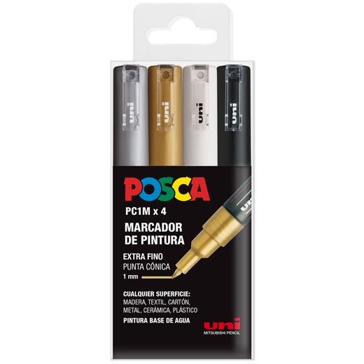 MARCADOR T.OPACA NO PERM. UNI POSCA 0.7 (PC-1M) GSWB ESTUCHE de 4