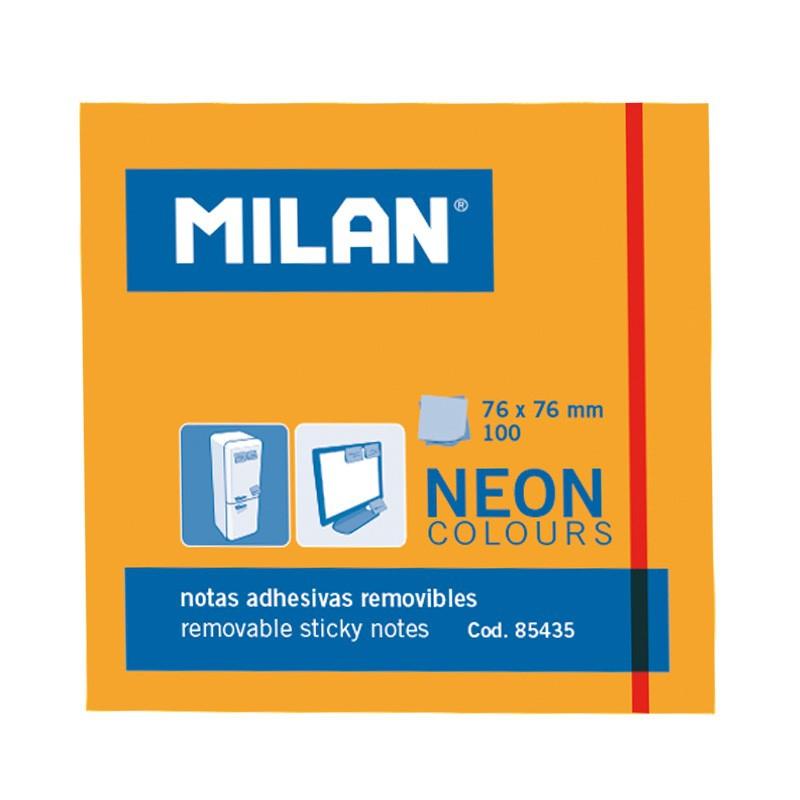 NOTAS ADHESIVAS MILAN 100h 76x76 NEON NARANJA