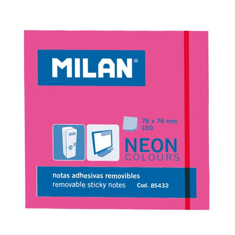 NOTAS ADHESIVAS MILAN 100h 76x76 NEON ROSA