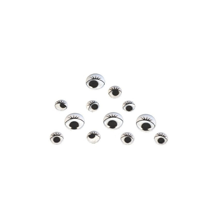 OJOS MOVILES NIEFENVER REDONDOS CON PESTAÑAS DE 12 Y 14 mm NEGRO PACK de 100 SURTIDO
