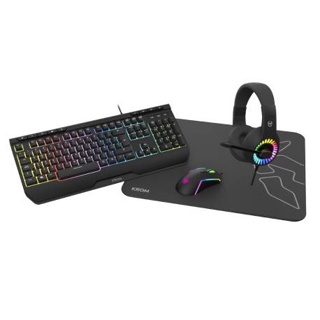 PACK GAMING 4 EN 1 KROM RGB TECLADO+RATON+AURICULARES+ALFOMBRILLA