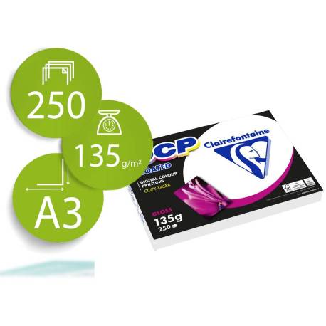 PAPEL A3 CLAIREFONTAINE DCP COUCHE GLOSS 135g 250h