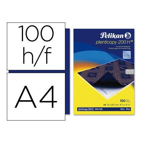 PAPEL CARBON PELIKAN PLENTICOPY 200H A4 caja de 100 AZUL (404426)
